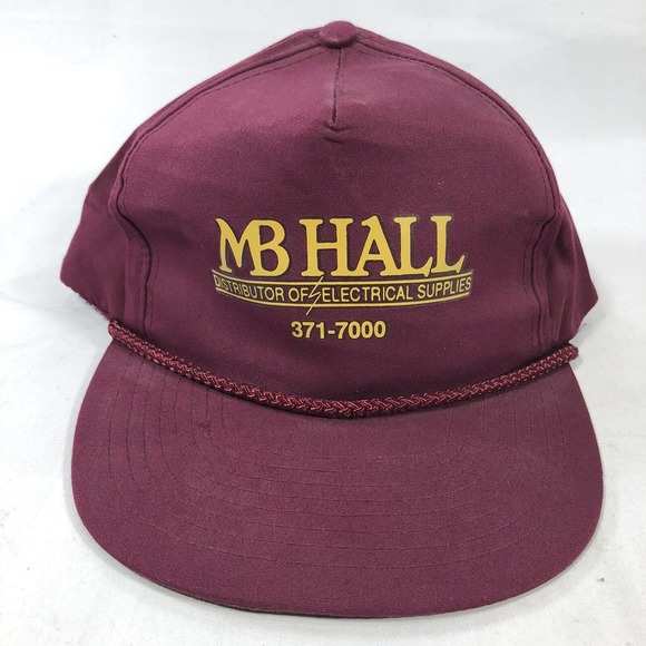 VTG MB HALL DISTRIBUTOR OF ELECTRICAL SUPPLIES HAT CAP TRUCKER ROPE ADJUSTABLE - Picture 1 of 15